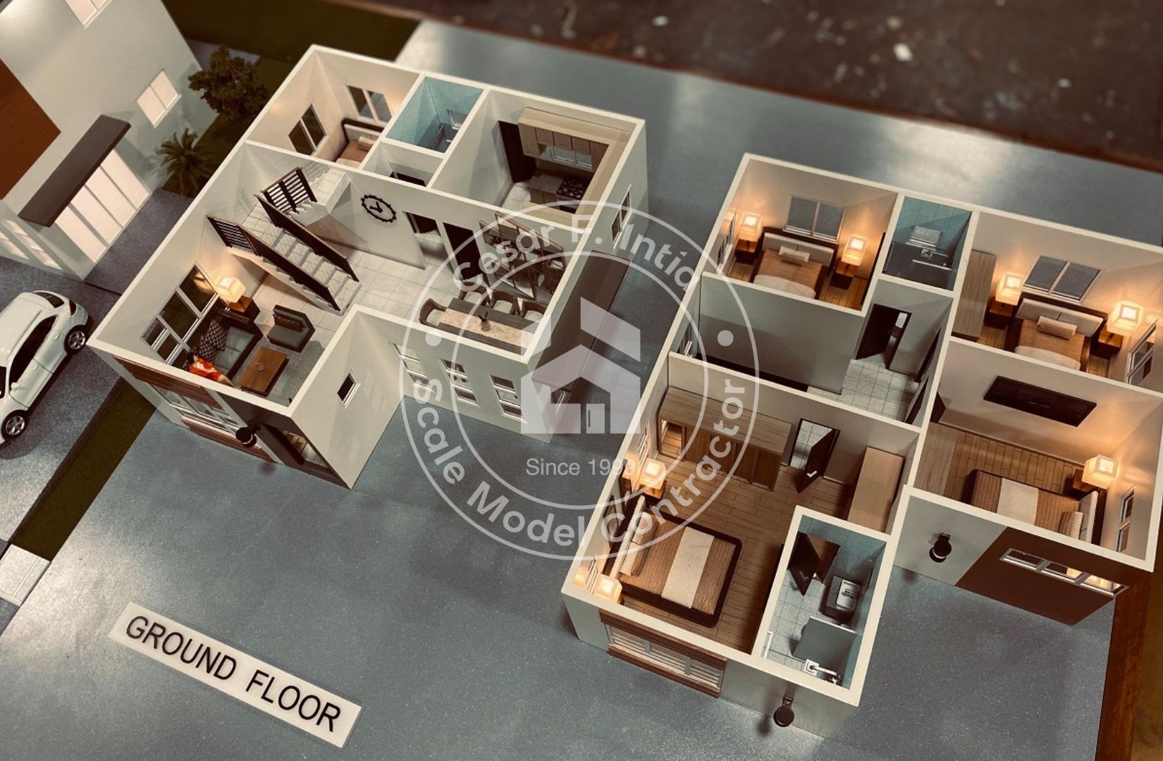 Interior scale model with furnishings — 3